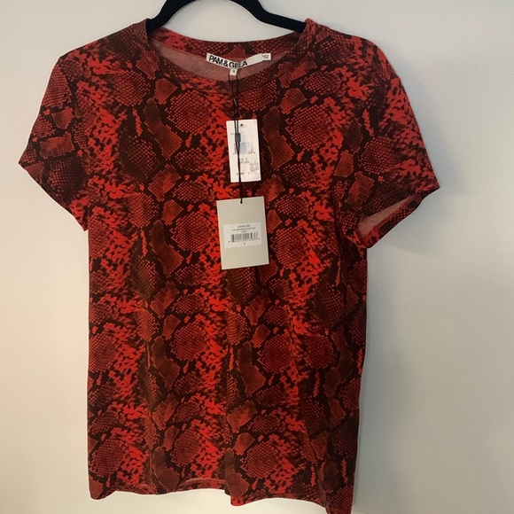 Pam & Gela Tops - Pam & Gela snake print tee. Size S. NWT